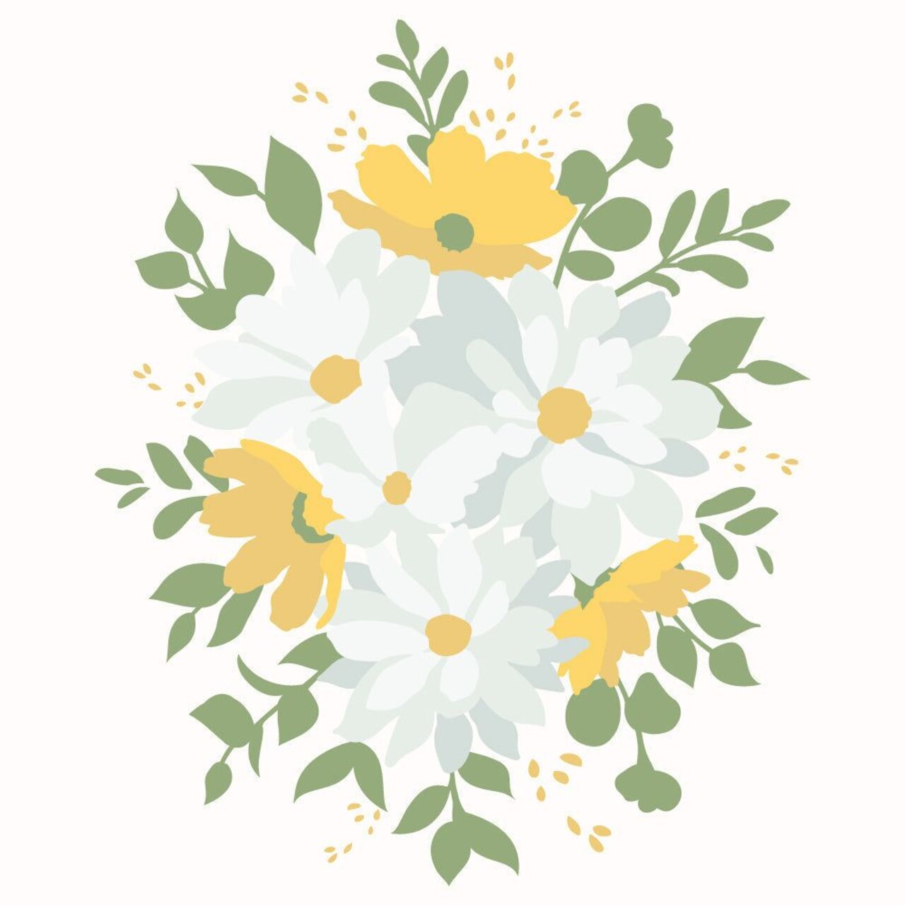 Daisy Layers Bouquet - Set Of 6 - A2 4.25"x5.5" Coordinating Stencils
